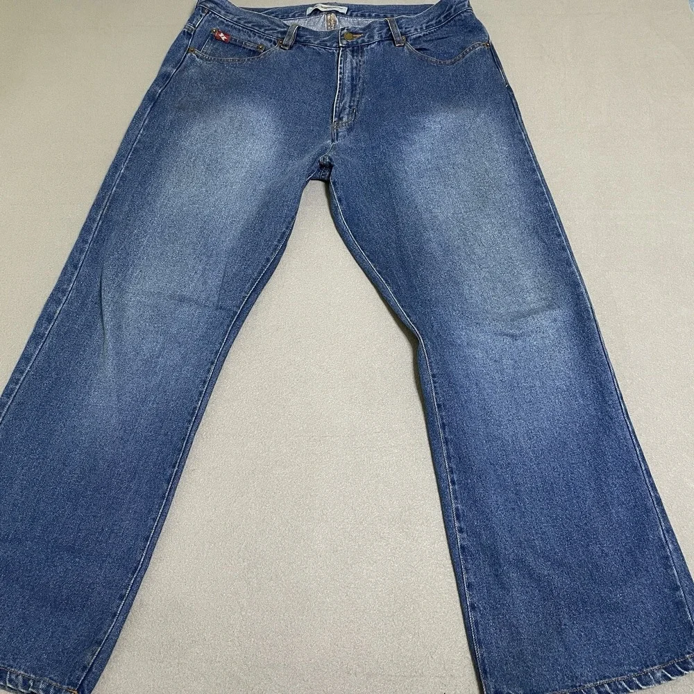 VINTAGE Mens Wide Leg Baggy Jeans 40x30 Blue Denim Skate 90's Y2K WORN-IN Grunge